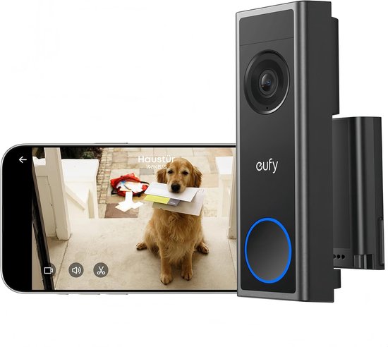 eufy Security C31 Video Deurbel - Add-on - Video Doorbell - 2K Resolutie - Nachtzicht - Draadloos/Batterij - Live videogesprek - 24/7 opname - Mens- en bewegingsdetectie - Compatibel met HomeBase S380 - Geen abonnementskosten