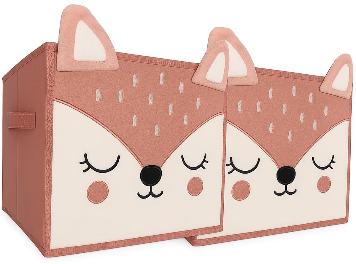 Opbergdozen voor kinderen - Speelgoedbakken - 2 stuks - Grijs - Stof - 30x30x30cm