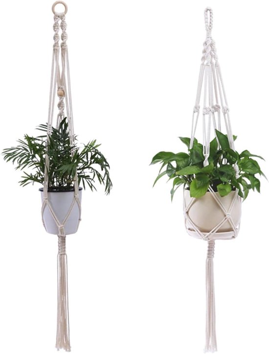 Mrs. Jones 2 stuks hangende plantenmanden boho macramé plantenhangers decoratief Mrs. Jones 2 stuks hangende plantenmanden boho macramé plantenhangers decoratief