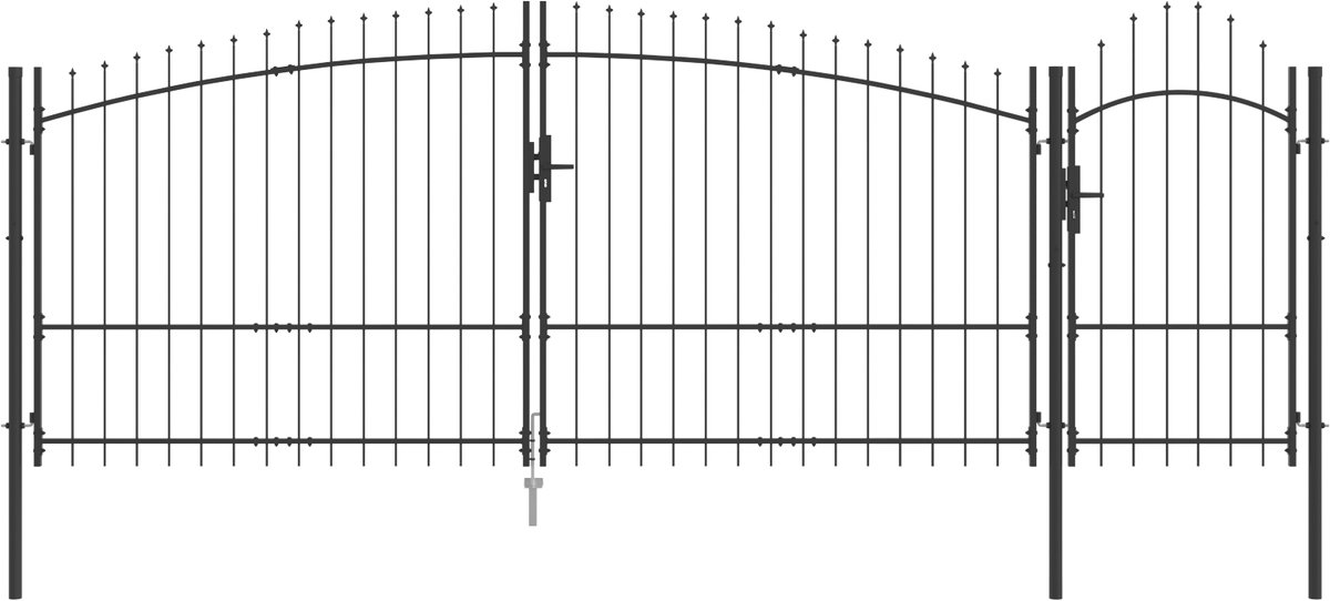 vidaXL - Tuinpoort - Zwart - 175 - x - 500 - cm