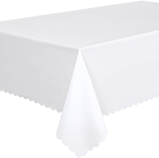 Bea's Party Rechthoekig tafelkleed wit, groot, afwasbaar, stof (229 cm x 335 cm