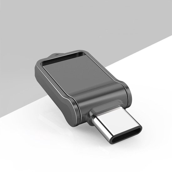 Mini Flash USB Dual - USB C et USB 3.0 - 32 Drive - Acier inoxydable - Zwart