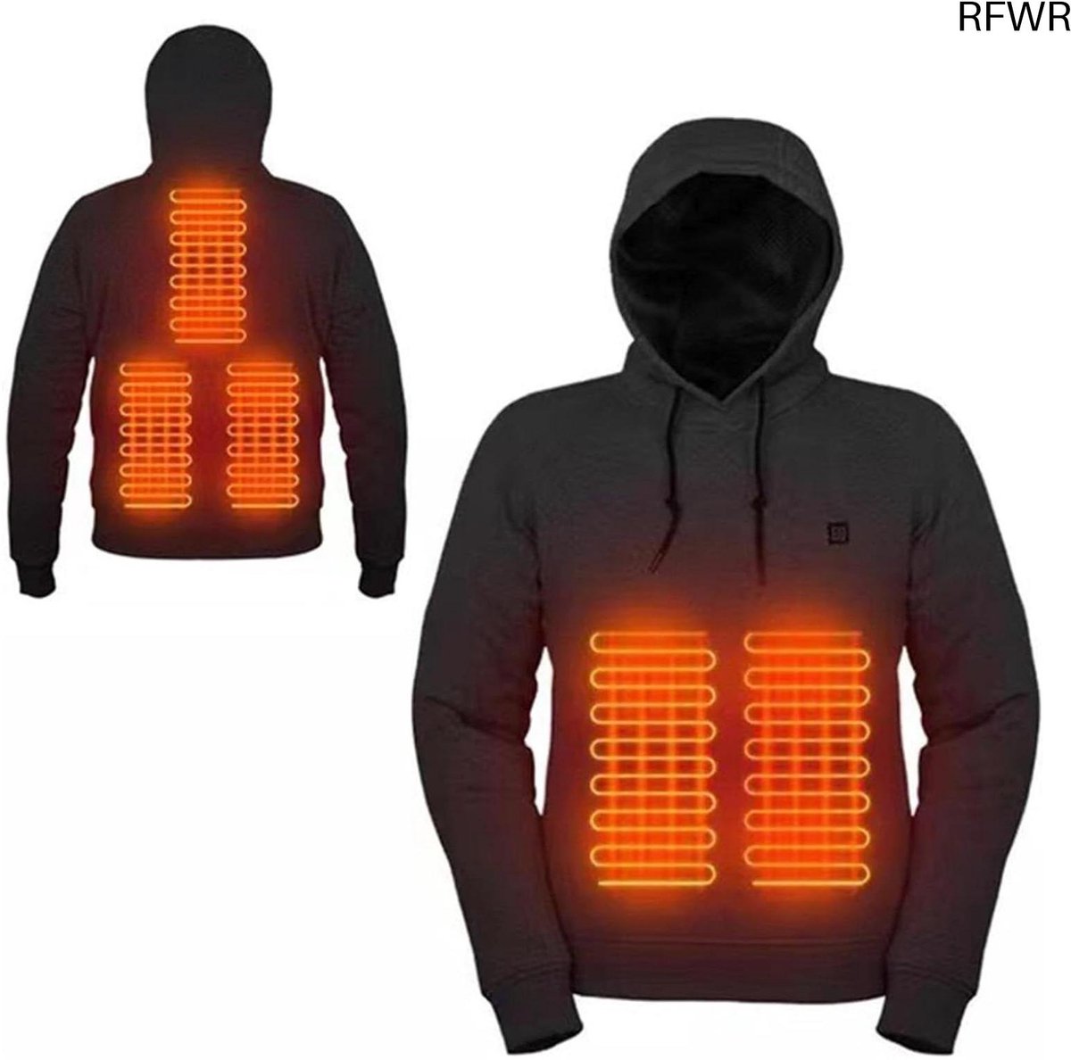RFWR® Verwarmde Hoodie Uniseks met 3 Verwarmingsniveaus - Zwart Sweatshirt voor Binnen en Buiten