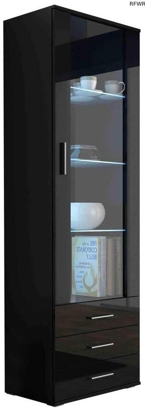 LVSOMT Gebogen glazen vitrine met ledverlichting, 180 cm vitrinekast met glazen deuren, boog vitrine met 4 display-planken en 2 laden, 3 kleuren licht, vitrinekast glas hout woonkamer hal, zwart LVSOMT Gebogen glazen vitrine met ledverlichting, 180 cm vitrinekast met glazen deuren, boog vitrine met 4 display-planken en 2 laden, 3 kleuren licht, vitrinekast glas hout woonkamer hal, zwart