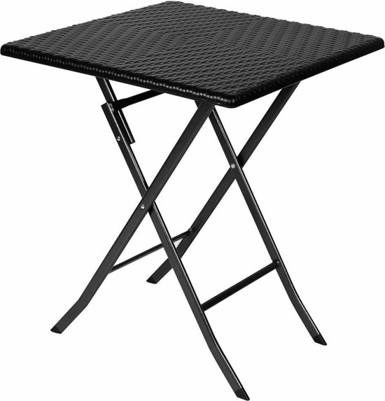 Perel Klapbank met rieten patroon vierkant zwart FP62R