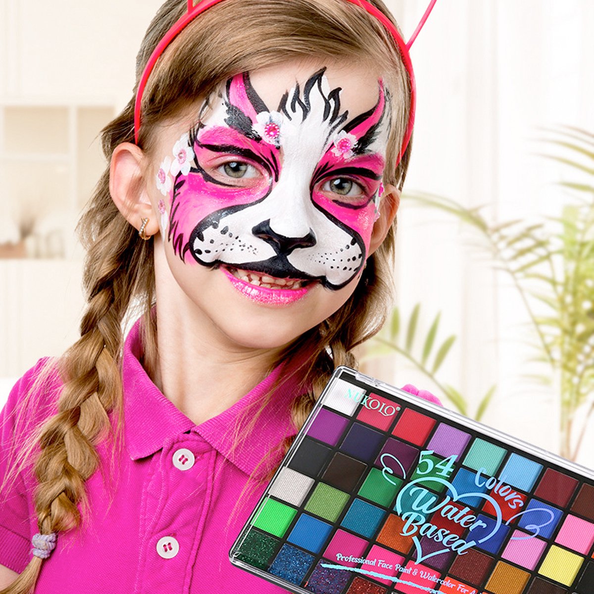 Suntac Professionele Schminkset - 54 Kleuren - Waterbasis - Incl. 10 Penselen & Sjablonen - Hét Ideale Festival & Feest Cadeau - Veilig voor Kinderen & Volwassenen — afbeelding 13