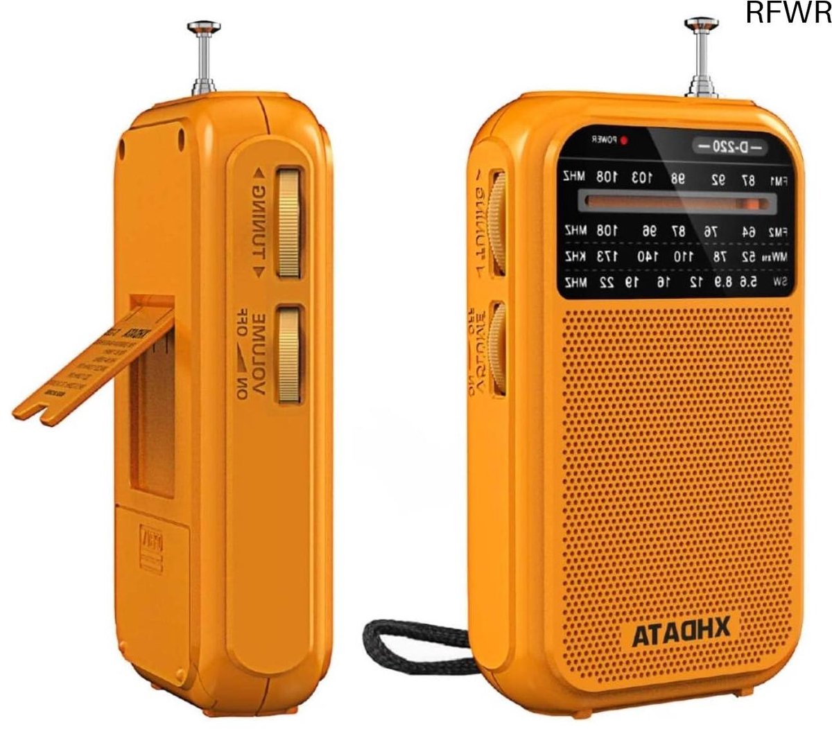RFWR® Draagbare Mini Noodradio met FM/MW/SW - Compacte Batterijradio voor Kamperen en Reizen