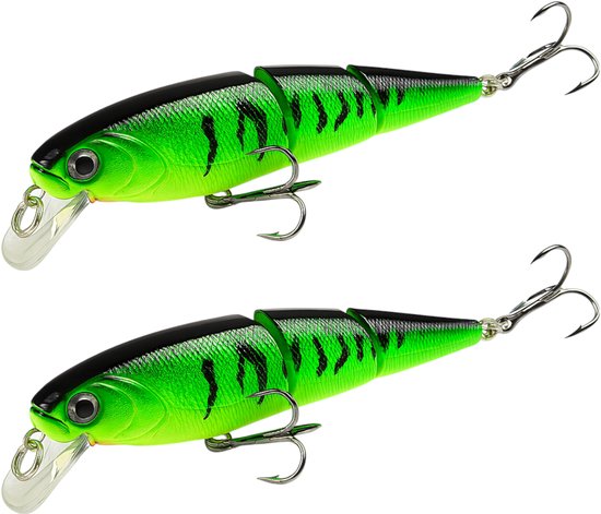 S&D - Leurres Swimbait - 2 pièces - 15 g 10 cm - Pêche aux carnassiers - Vert - Hochet - Hameçon triple double
