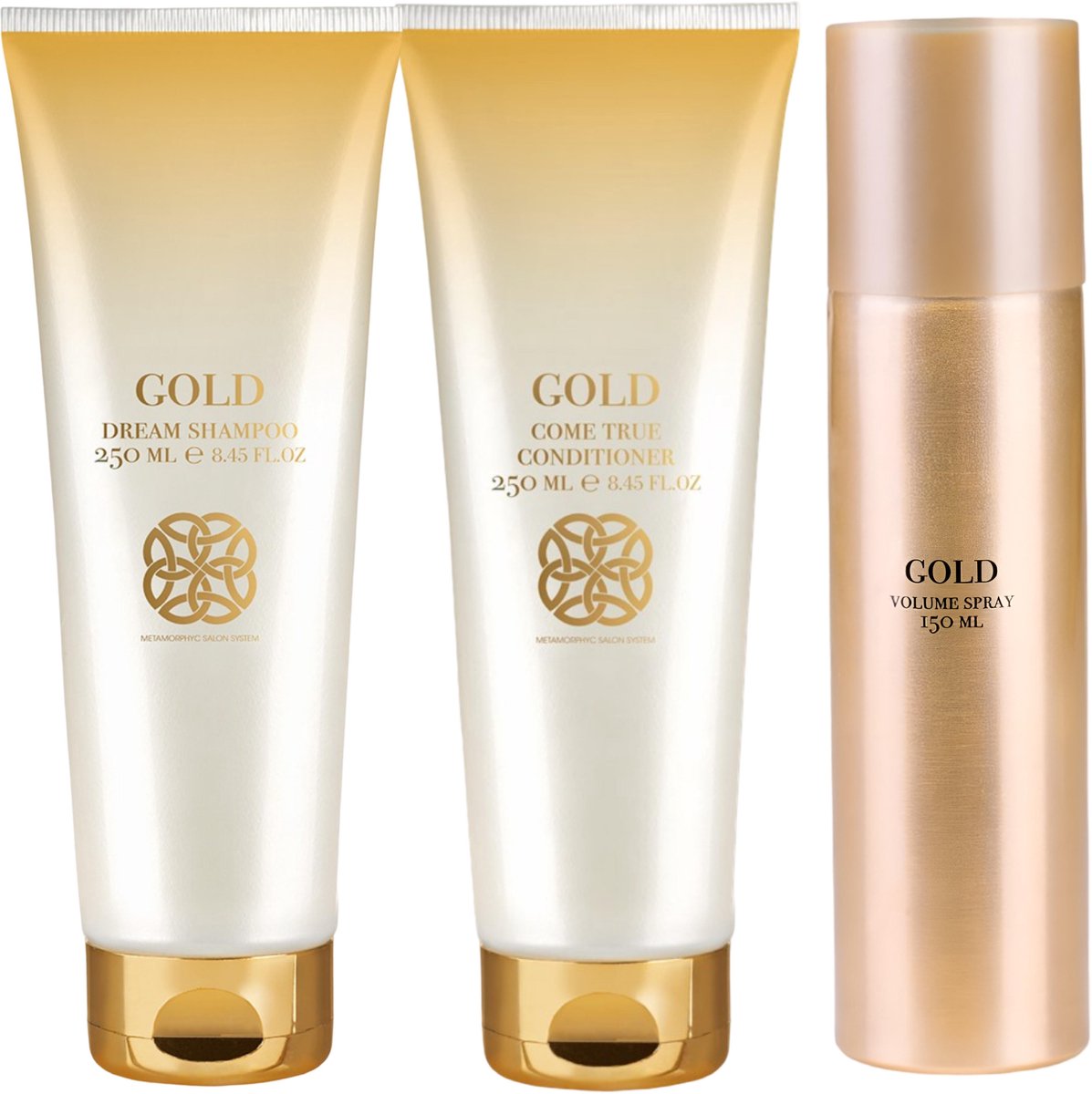 ***** GOLD DREAM SHAMPOO 250 ML /// & /// COME TRUE CONDITIONER 250 ML & GOLD VOLUME SPRAY 150 ml