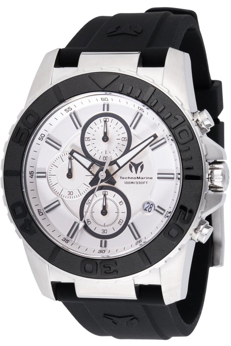 TechnoMarine Sea TM-725004 Heren Horloge - Waterdicht - Analoog - Quartz Uurwerk - Roestvrij Staal met zilveren Wijzerplaat - 45mm