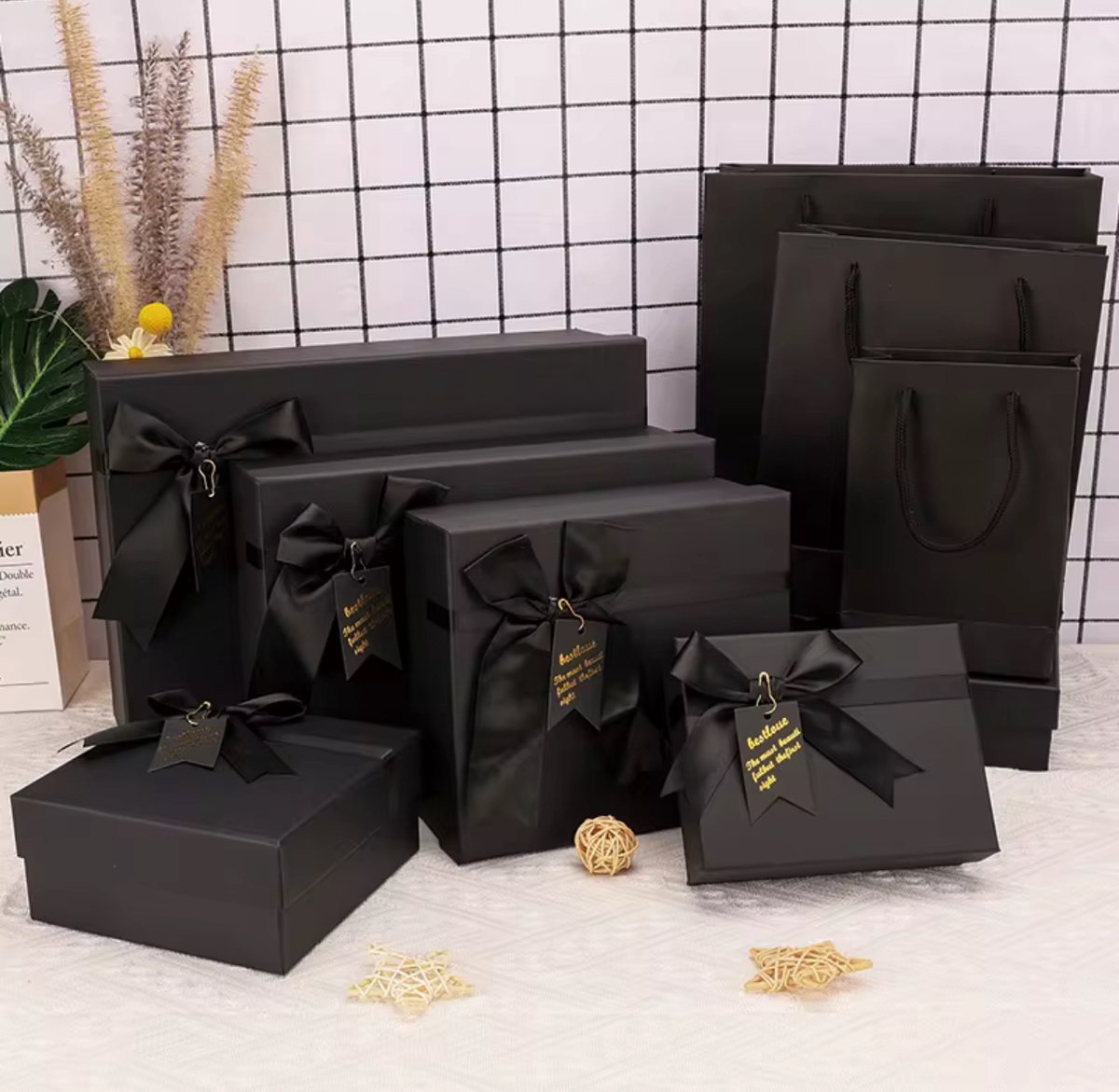 Luxe Doos met Tas - Zwart - 15*15*7cm - Cadeaudoos - Geschenkdoos