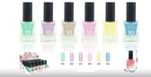 Easy Paris Cosmetics - Set met 6 Flesjes Pastel Nagellak - Groen/Lila/Beige/Roze/Geel/Blauw - Inhoud per flesje 15 ml.
