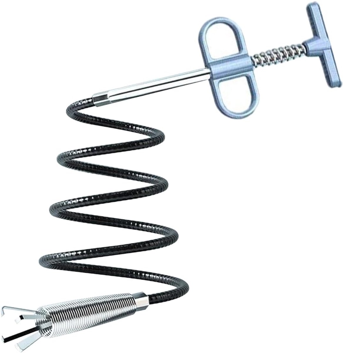 Afvoerontstopper met haar, flexibele grijper, klauw, grijper, ontstoppingsgereedschap voor gootsteenontstopper, toilet-/doucheontstoppingsslang met 4 klauwen, buigzame slang met extra lange reikwijdte (120 inch)
