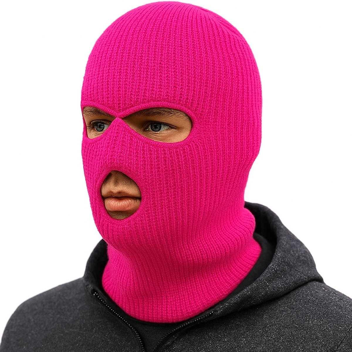 Facemask Sportmuts Driegats Muts Skimuts Bivak Balaclava Donker Roze