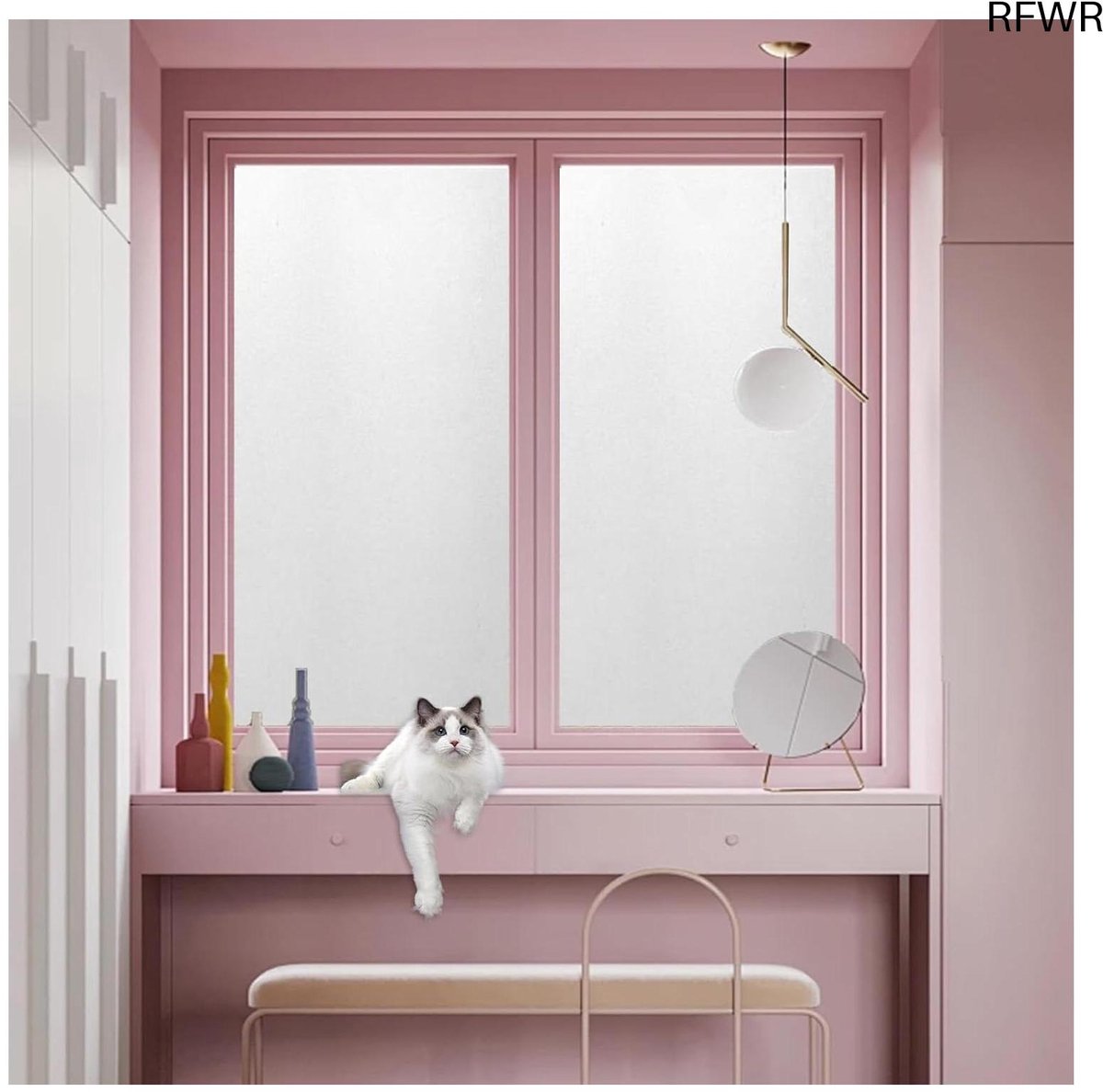 RFWR Zonwerende Raamfolie - 40 x 430 cm - Lijmvrij Privacy Glasfilm - Decoratieve Matte Folie voor Slaapkamer en Kantoor
