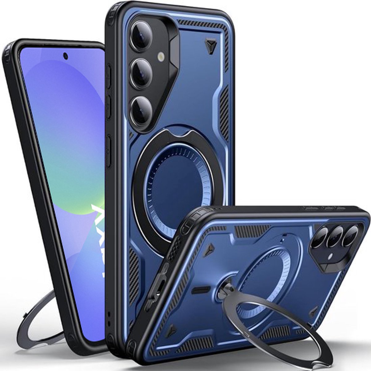 Hoesje Geschikt voor Samsung Galaxy A36 - Armor hoes met Ringhouder - Arara backcover - Navy