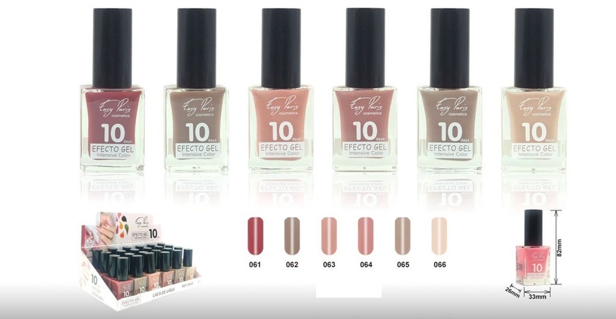 Easy Paris Cosmetics - Set met 6 Flesjes Nagellak - Rood en 5 Bruin tinten - Inhoud per flesje 15 ml. - Nummer B12
