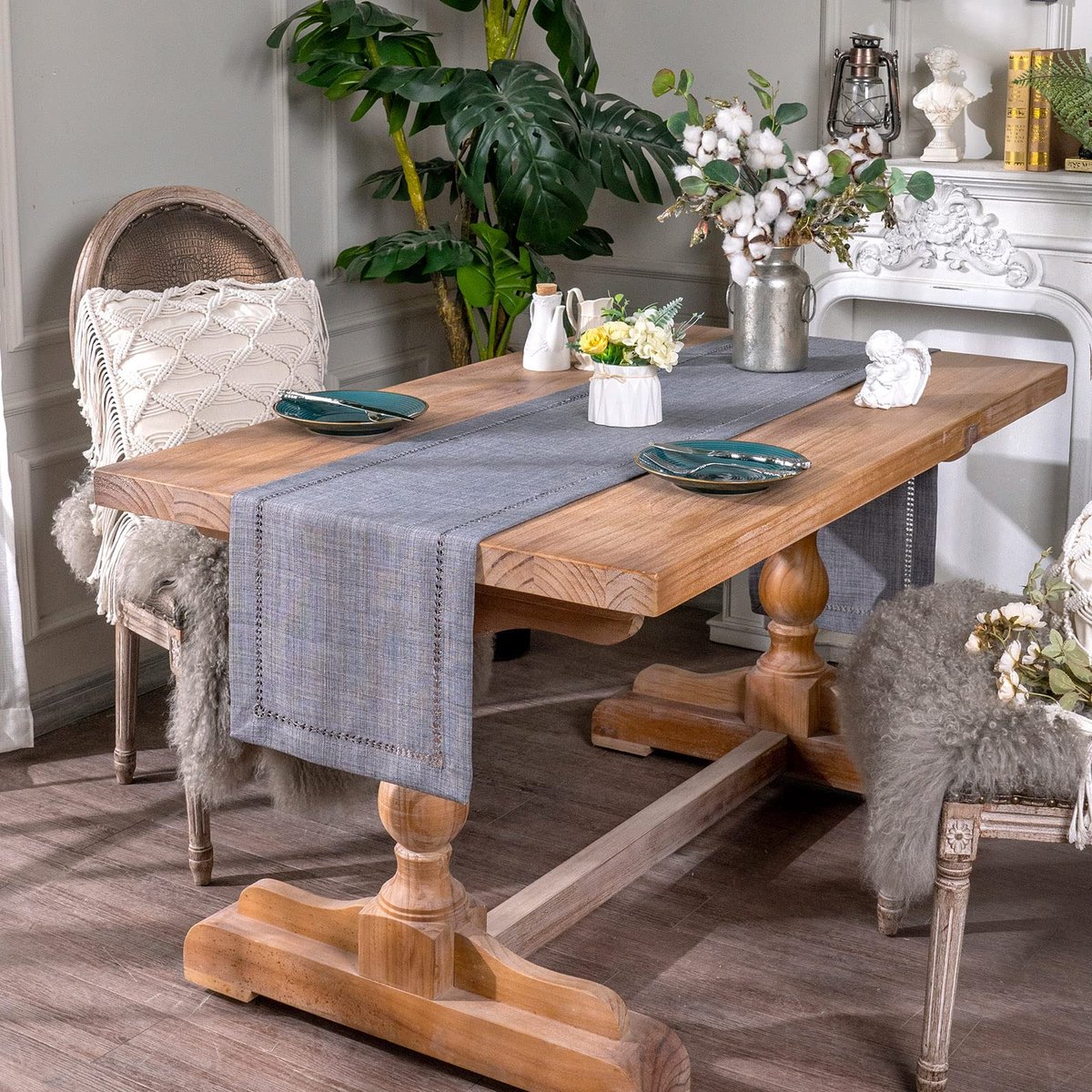 Ibenzoa® Elegante vintage tafelloper voor moderne en sfeervolle tafeldecoratie in huis en bruiloft
