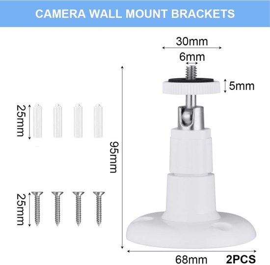 wandhouder - 2stuks Camera muurbevestiging - camera muurbeugel - Camera Bevestiging - Muur en Plafond Mount - 360 Graden - camera bracket - Beveiligingscamera beugel - wandhouder - Wandhouder voor camera - wit van Merkloos — afbeelding 2