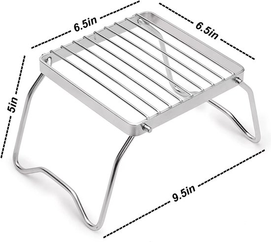 Opvouwbare kampvuurgrill - Camping kookgerei pannenlap - Draagbare mini pannenlap voor buiten, backpacken, wandelen en picknicken 16x16cm (zilver) — afbeelding 2