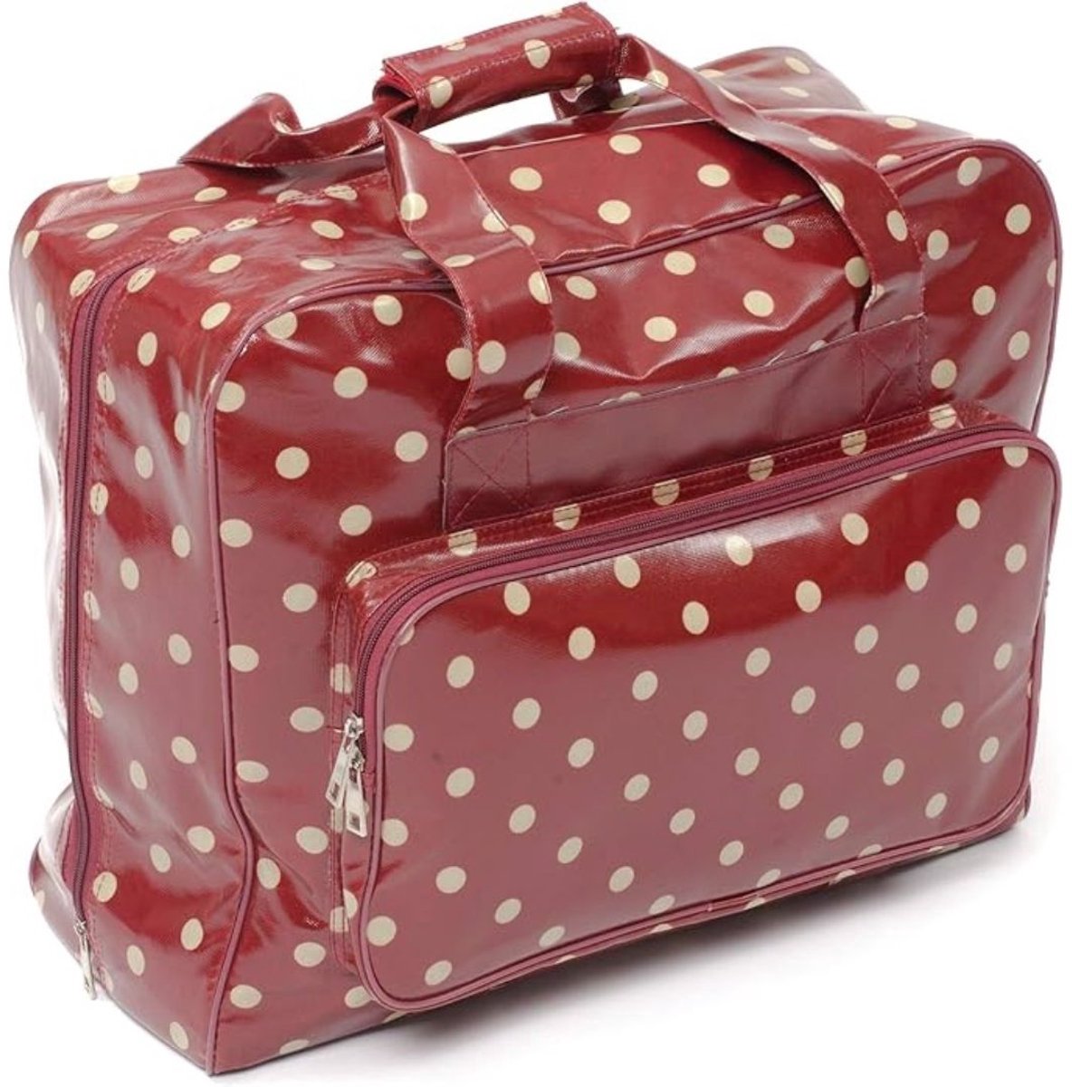 Thuys – Naaimachine Tas – Voor Beginners – Mini – Met Voetpedaal – 44cm x 19cm x 37cm – Rode Stippen