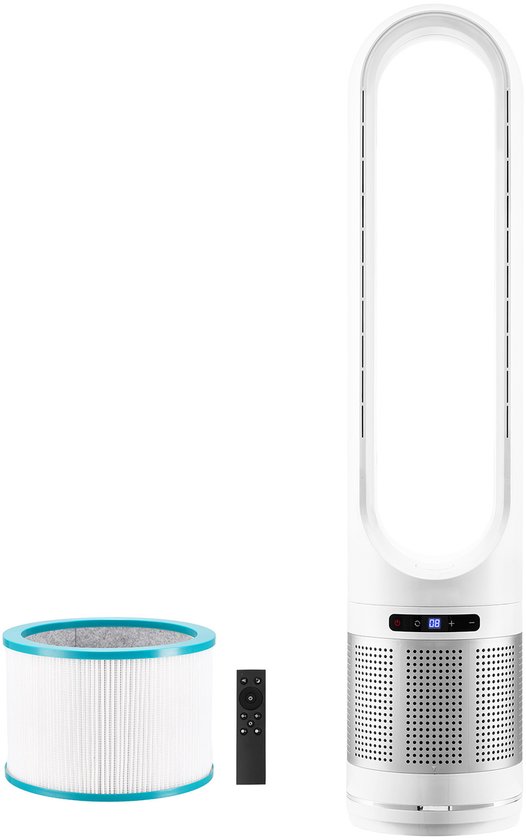 Bladloze torenventilator met HEPA-filter, oscillatie, 8 snelheden, timer en afstandsbediening, stil en veilig