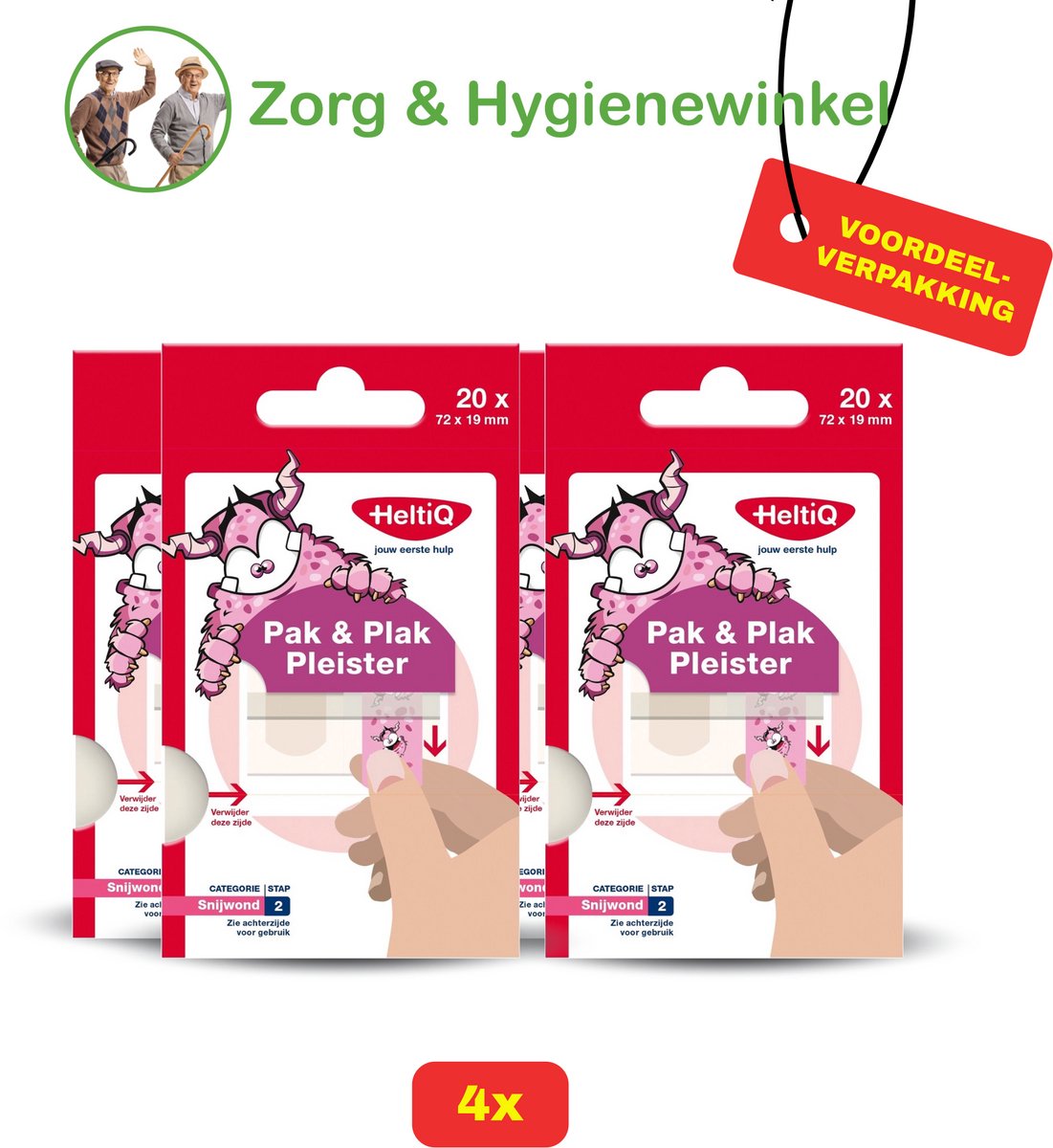 Heltiq - Pak & Plak Pleisters Roze - 4 x 20 Stuks Voordeelverpakking!