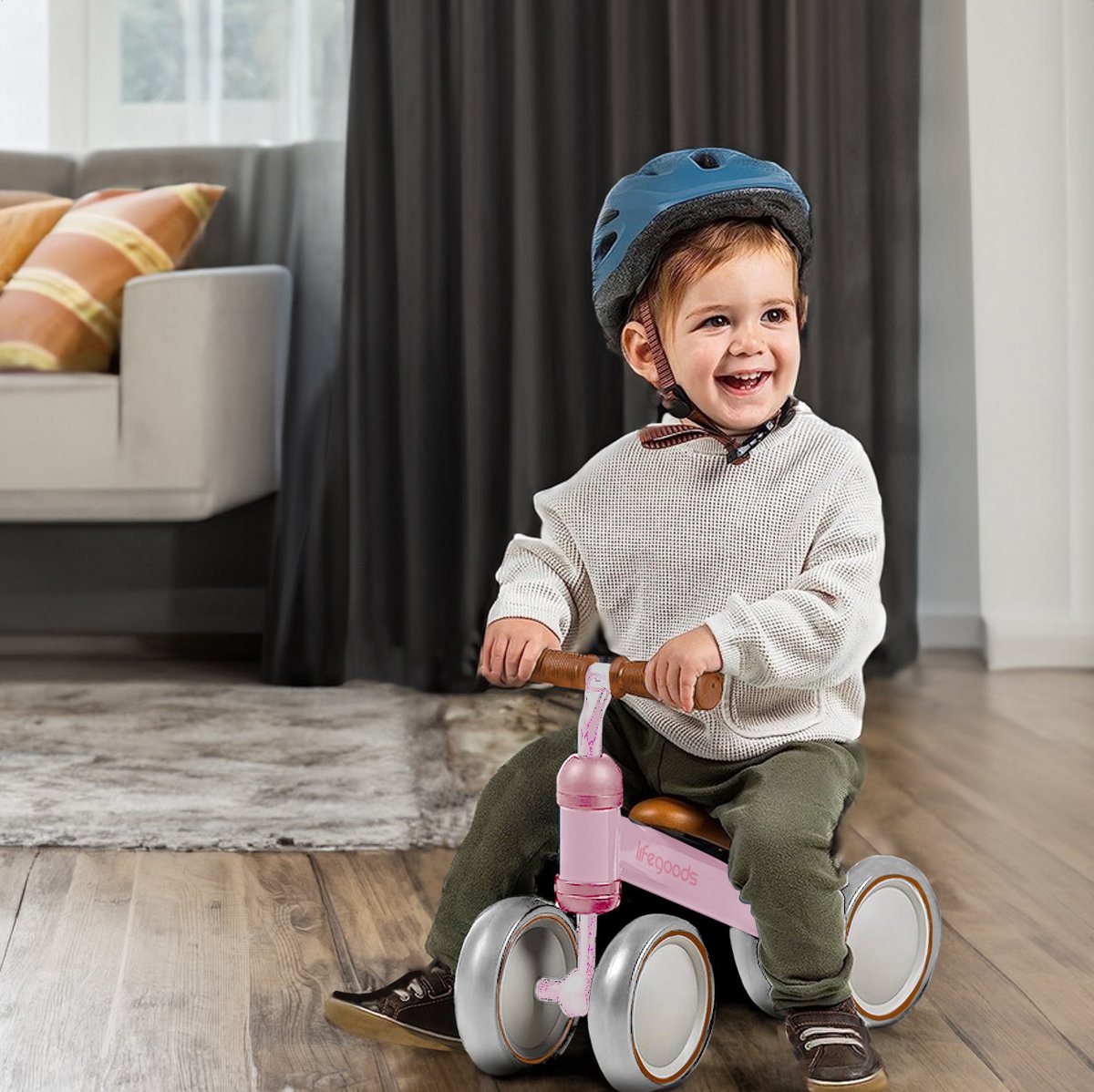 LifeGoods Loopfiets - Speelgoed Vanaf 1 jaar - Jongens en Meisjes - Kinderstep - Loopfietsje - Roze — afbeelding 6