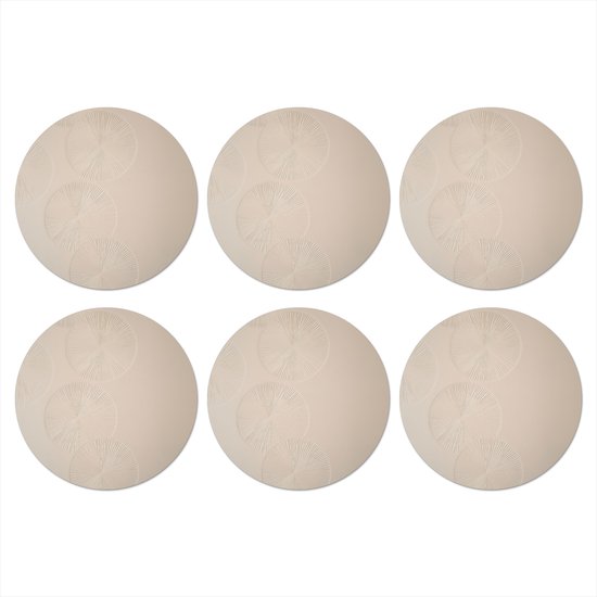 Dessous de verre Japandi - Beige - Moderne - 10x10 cm - 6 morceaux - Sous pour Verres et Tasses