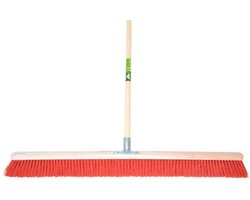 Bezem 100cm, rood nylon +stokhouder -MM- +steel 150cm