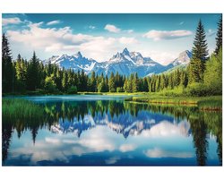 Top 10 fotobehang voor een sfeervolle accentmuur 2026: WALLARENA Fotobehang Bergen, Bossen en Meren 350 x 250 cm