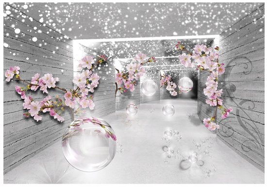 WALLARENA - Fotobehang - 150x105 cm - 3D bloemen tunnel illusie voor slaapkamer woonkamer wandtapijt