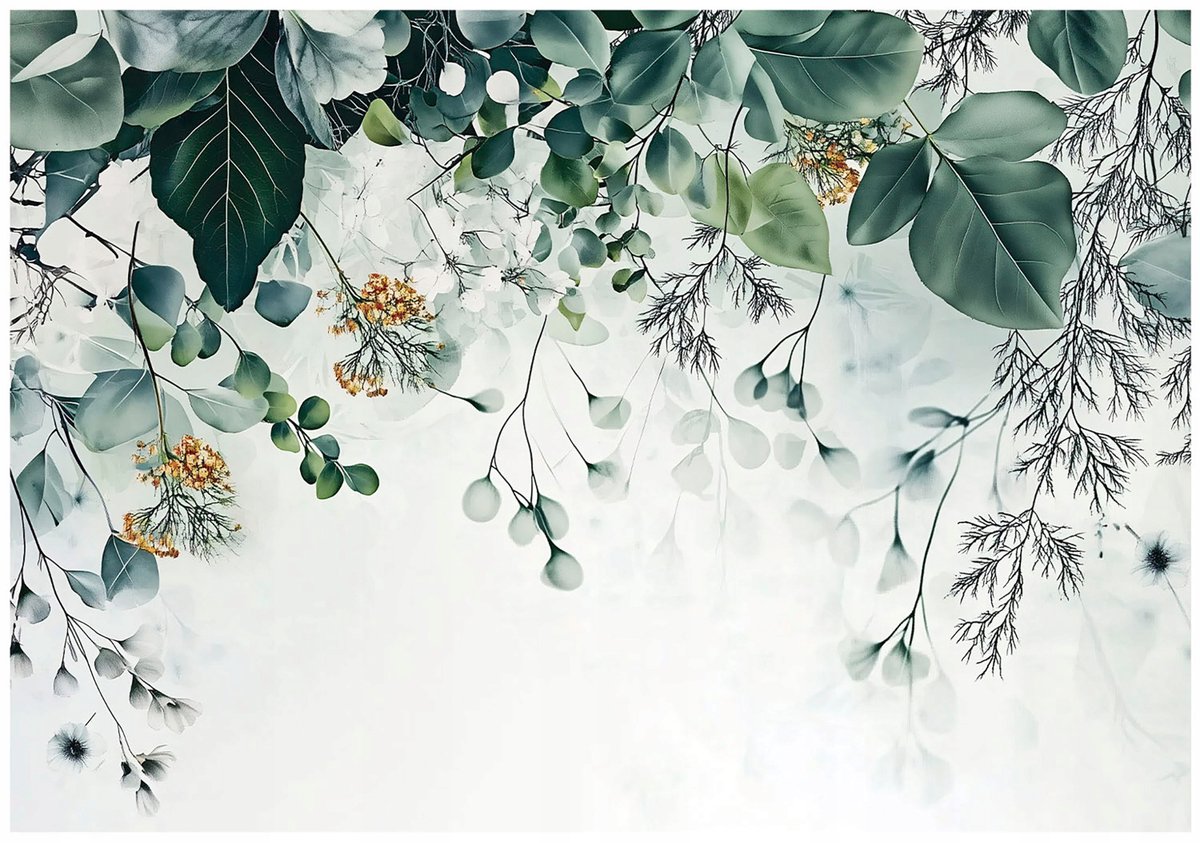 WALLARENA - Fotobehang - 350x250 cm - Fototapet met hangende groene bladeren voor slaapkamer en salon van vliesbehang