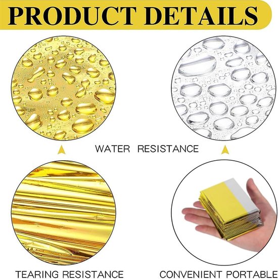 3-delige Nooddeken – Goud/Zilver 160x210 Cm, Scheurvast En Waterdicht, Voor Survival, Wandelen, En Huisdieren