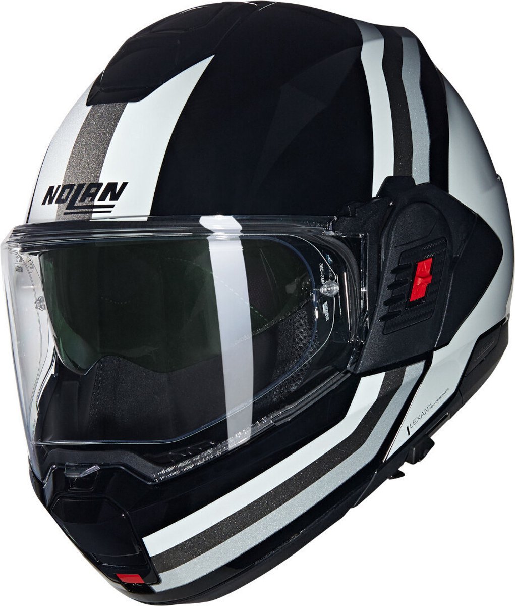 Nolan N120-1 Lineo 348 Zwart Wit Zilver Glossy Systeemhelm - Maat XL - Helm