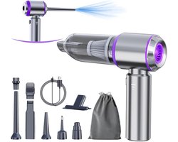 4-in-1 Draagbare Luchtcompressor - Auto Stofzuiger Draadloos - Kruimelzuiger - Uitgerust met Borstelloze Motor - Geschikt voor Auto, Huis, Kantoor en Camping