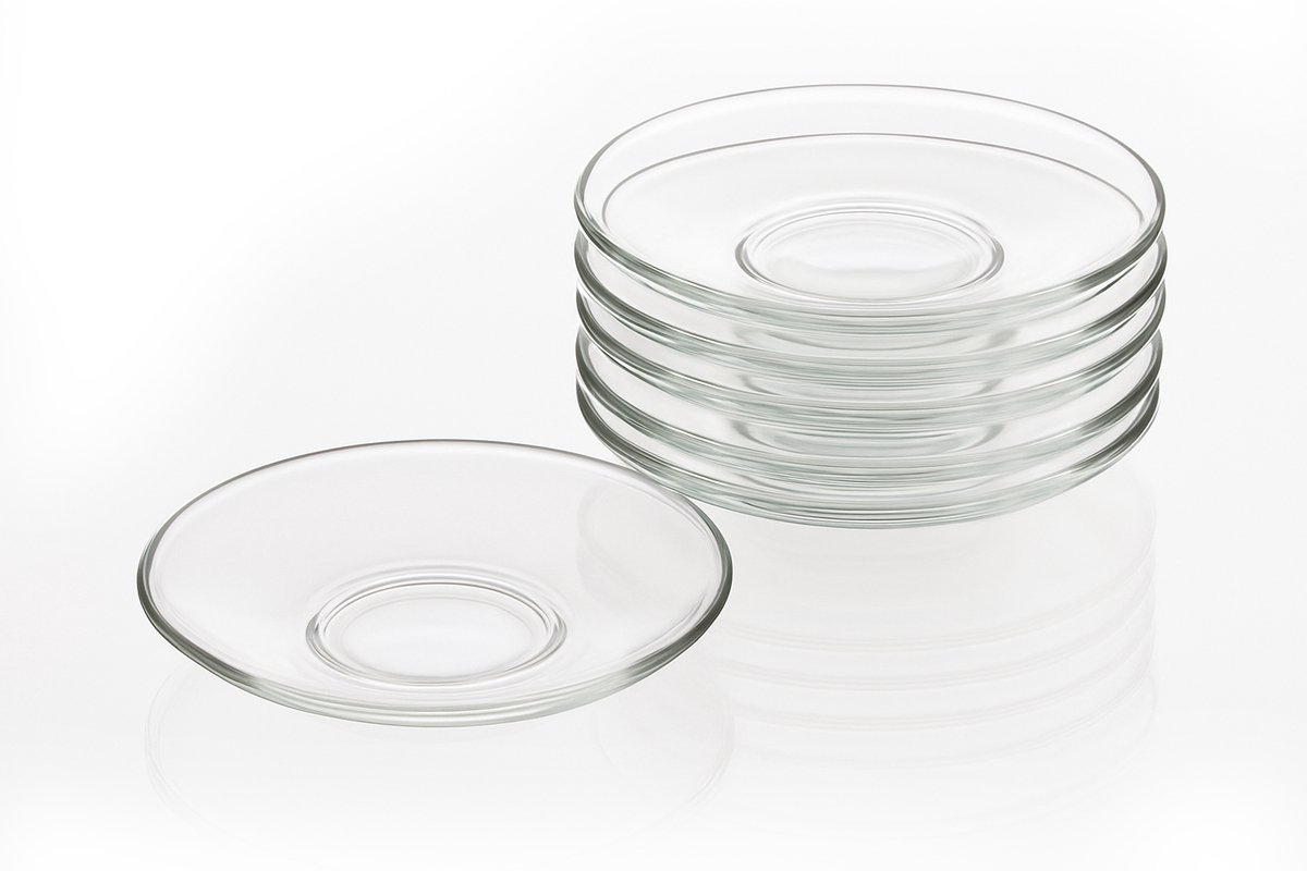 Bormioli Rocco Glazen Onderschotels – Set van 6 – 14 cm – Transparant – Geschikt voor Koffie & Espresso