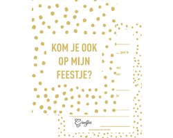 METIWA - Uitnodiging Kinderfeestje Stippen - 10 stuks - Uitnodigingskaarten - Uitnodiging Verjaardag - Uitnodiging Kinderfeestje - Uitnodiging Stippen