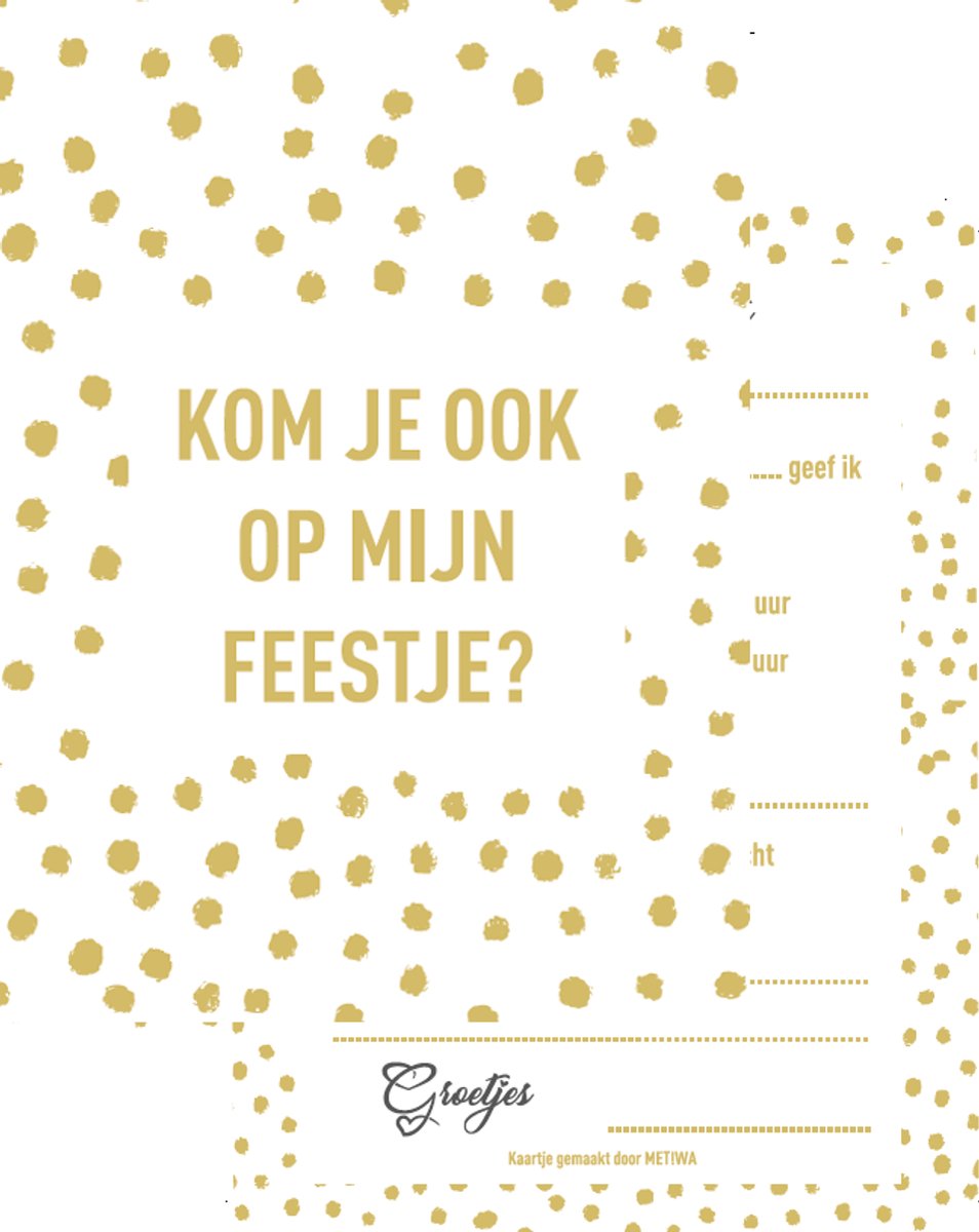 METIWA - Uitnodiging Kinderfeestje Stippen - 10 stuks - Uitnodigingskaarten - Uitnodiging Verjaardag - Uitnodiging Kinderfeestje - Uitnodiging Stippen