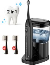 Bol.com 2-in-1 Elektrische Tandenborstel met Waterflosser – Poetsen & Flossen Tegelijk – 500ml – Oplaadbaar - 5 Standen – Zwart ... aanbieding