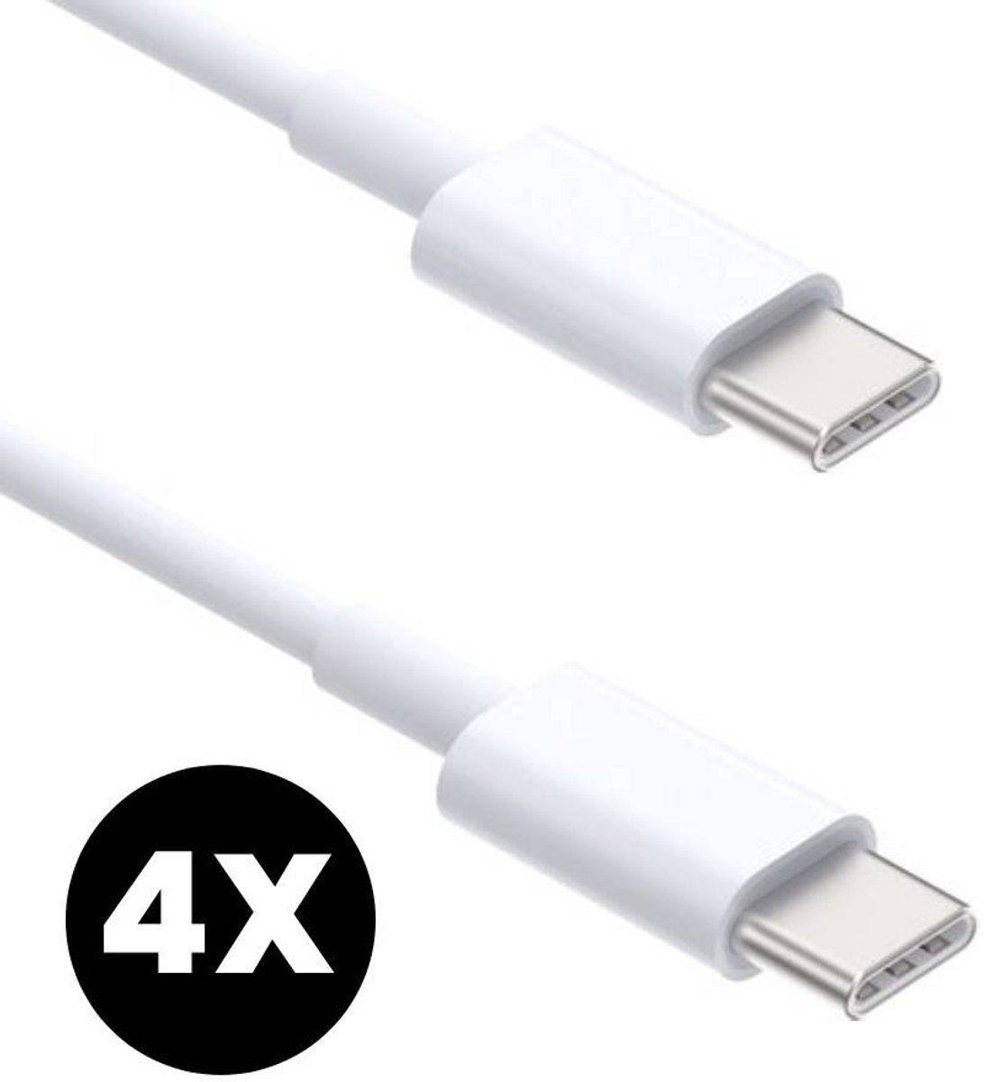 Image of 4x USB-C Oplader Kabel 60W - USB-C Naar USB-C Kabel - Oplaadkabel - Lader - Laadkabel - Snellader - Universeel - Wit - 2 Meter