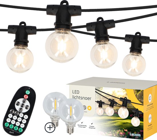 Latium IP65 Waterdicht Lichtsnoer 12 meter Inclusief Afstandsbediening - Buitenverlichting - Tuinverlichting - Prikkabel - Terrasverlichting - Feestverlichting - Lichtslinger voor Buiten en Binnen