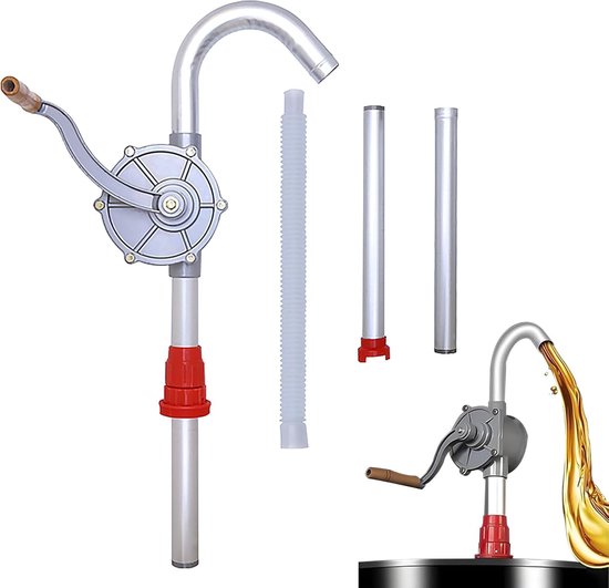 Pompe à tambour en aluminium de 15 à 55 gallons, transfert manuel de fluide, pompe à tambour rotative pour essence, huile, carburant, diesel, kérosène et fluide hydraulique