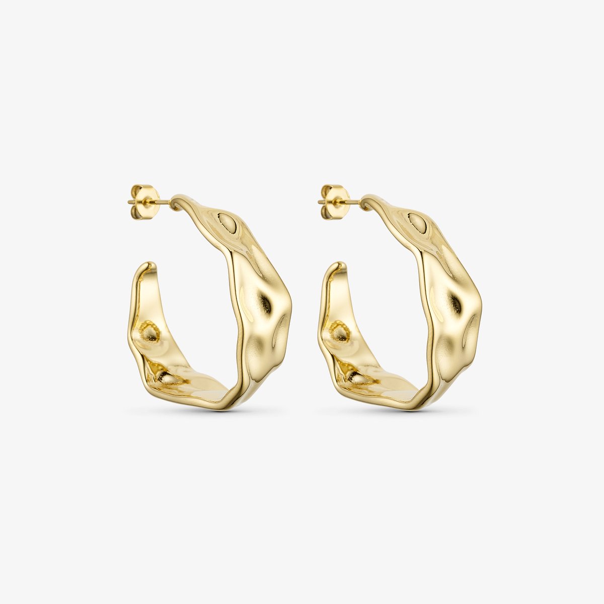 Wolff jewelry – Fanny Hoops - Gold Plated - Oorringen - Verguld - Goudkleurig - Waterproof - Dames - Cadeau - dochter - vrouw – vriendin – moeder - verjaardag