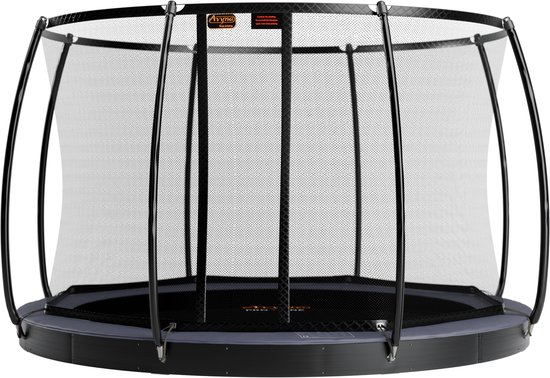 Avyna FlatLevel Trampoline Ø430 cm – Inclusief Veiligheidsnet – Grijs – Groot formaat