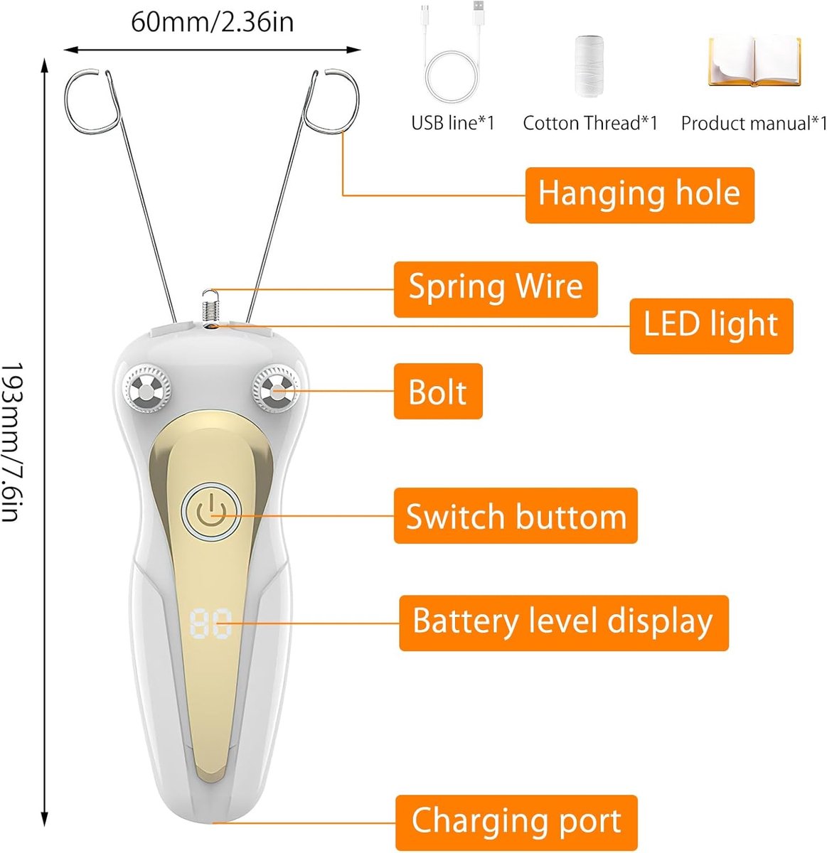 Elektrische gezichts-epilator voor vrouwen - Elektrische gezichts-epilator - USB-gezichtsepilator met LED - Gezichtsepilator voor vrouwen - Gezichtsmassager - Scheerapparaat — afbeelding 7