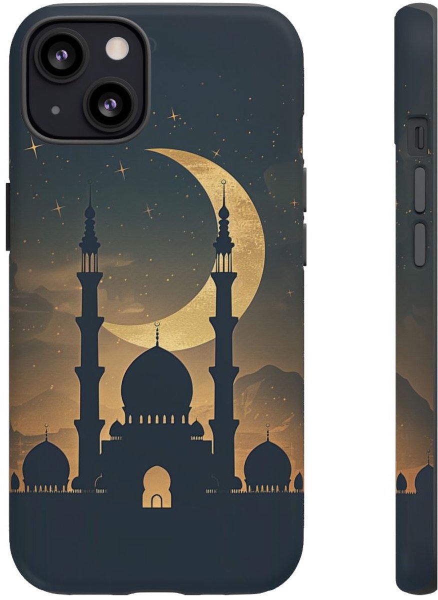 Sikkelmaan en Moskee Silhouet – Telefoonhoesje Geschikt voor iPhone 13