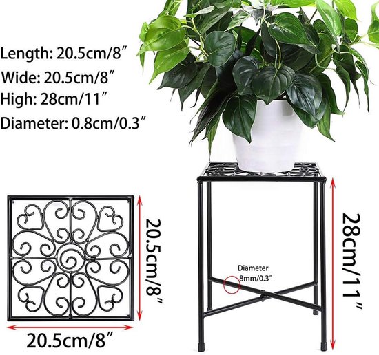 SUMNACON Metalen Bloempotstandaard – Wit, 29,5 Cm Breed, 26 Cm Hoog – Voor Binnen En Buiten (pot Niet Inbegrepen)
