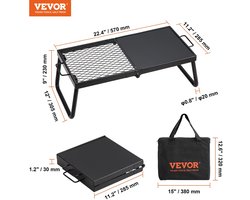 Mila Shop - Barbecue - Buiten koken - Grillen - Rek - Kampvuurgrill - Camping grill - Strand - Picknick - Zwart