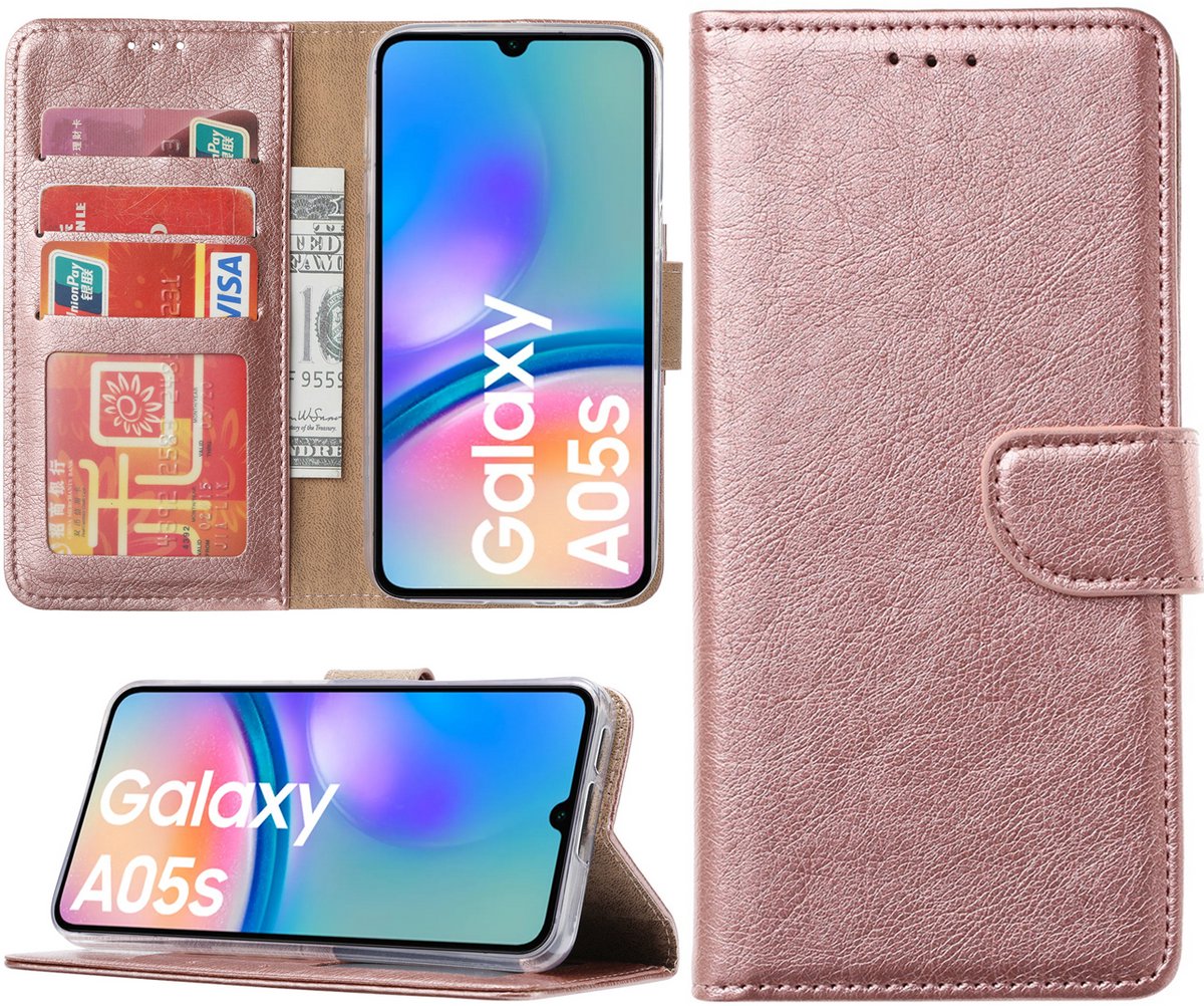 Hoesje geschikt voor Samsung Galaxy A05s bookcase met pasjeshouder - Rosé goud